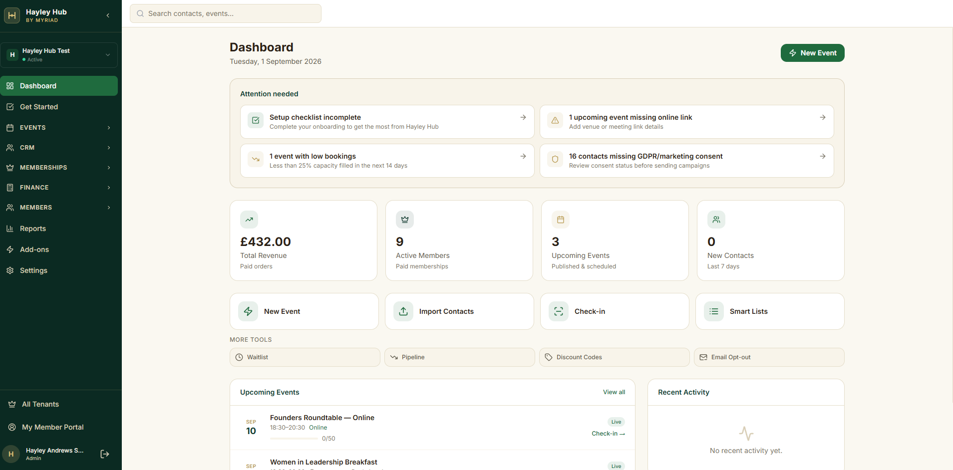 Dashboard screenshot