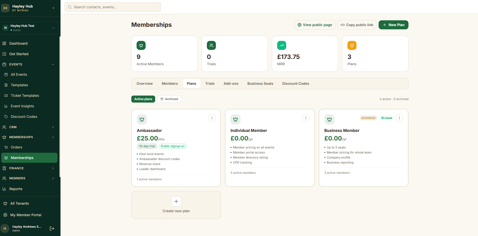Memberships screenshot