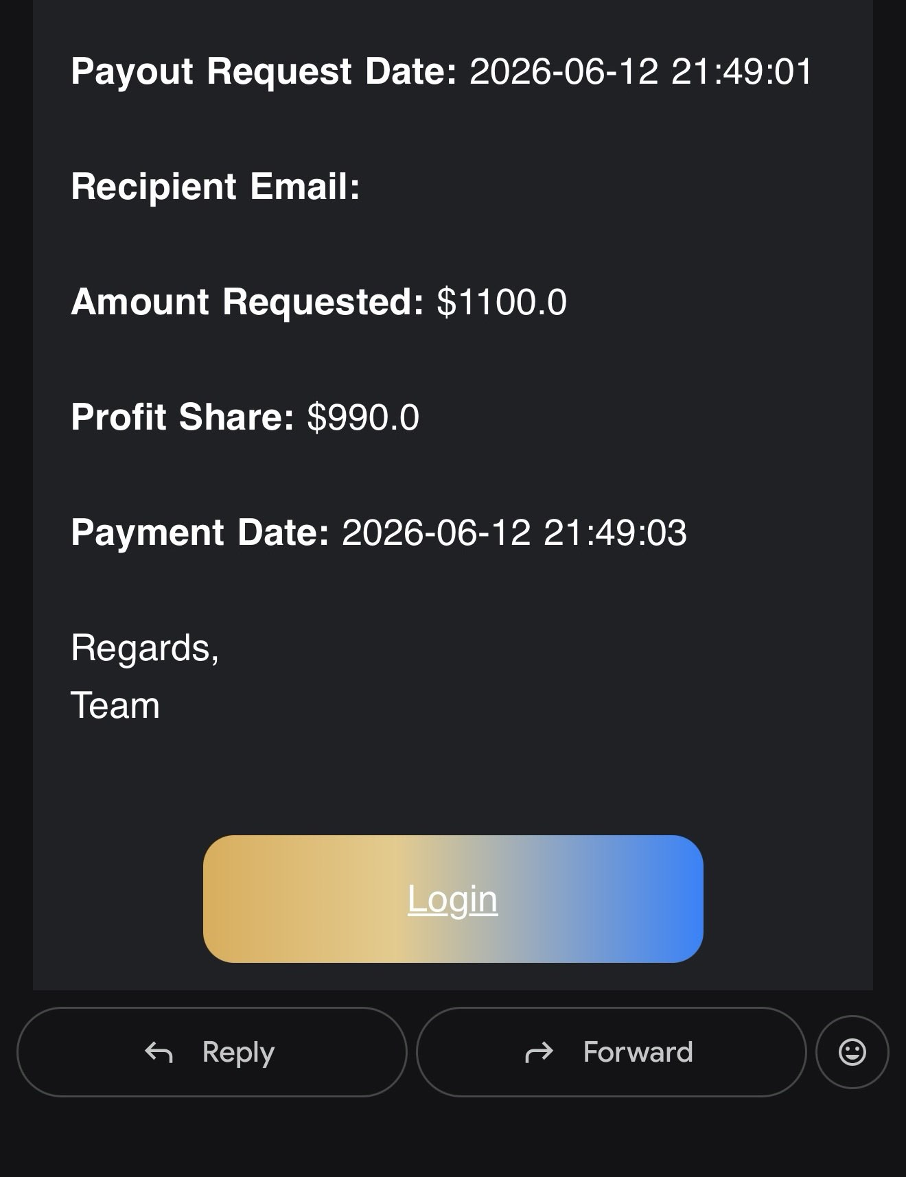 Payout proof