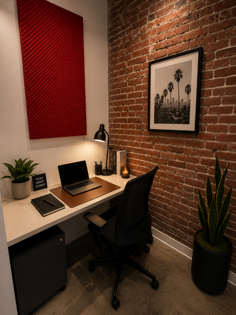 Private office with brick wall