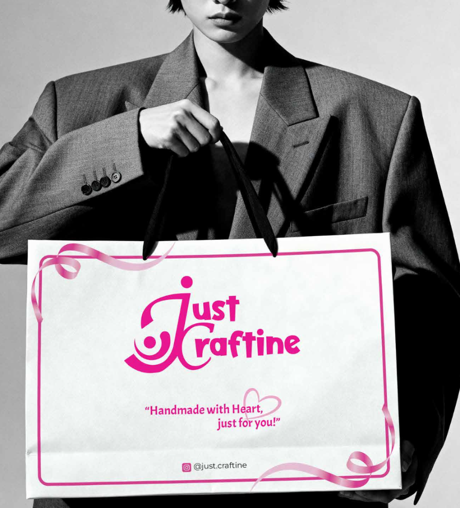 Just Craftine branded packaging, part of the identity system delivered for the shop