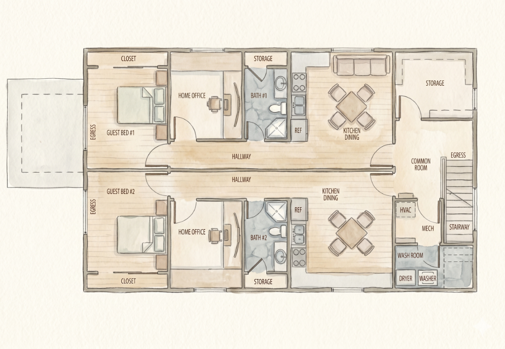 Duplex Residential Plan — Plan 1