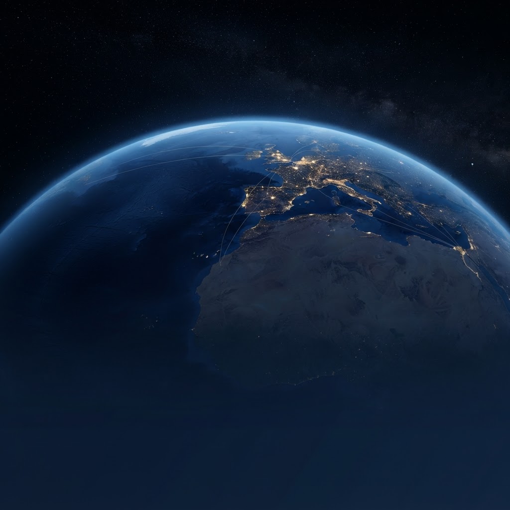 Global connections across the illuminated Earth