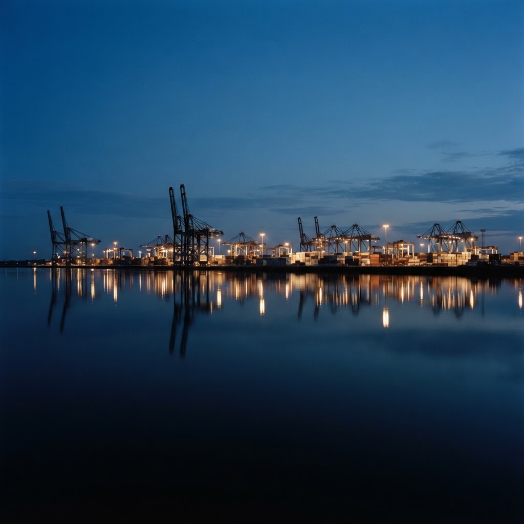 Cargo cranes at a working international port