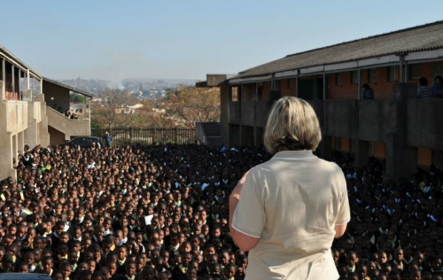 Yvette Taylor with students