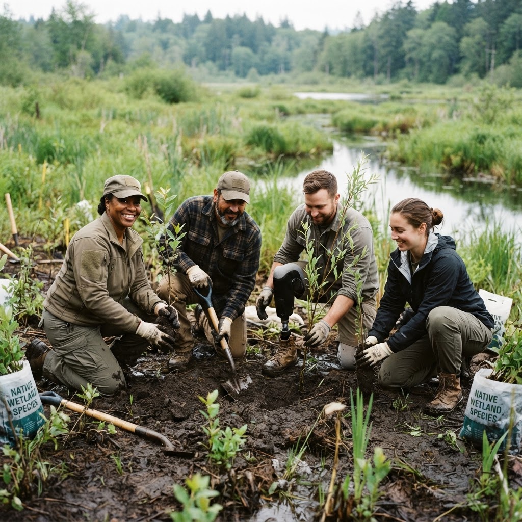 Veterans restoring habitat through hands-on environmental field work