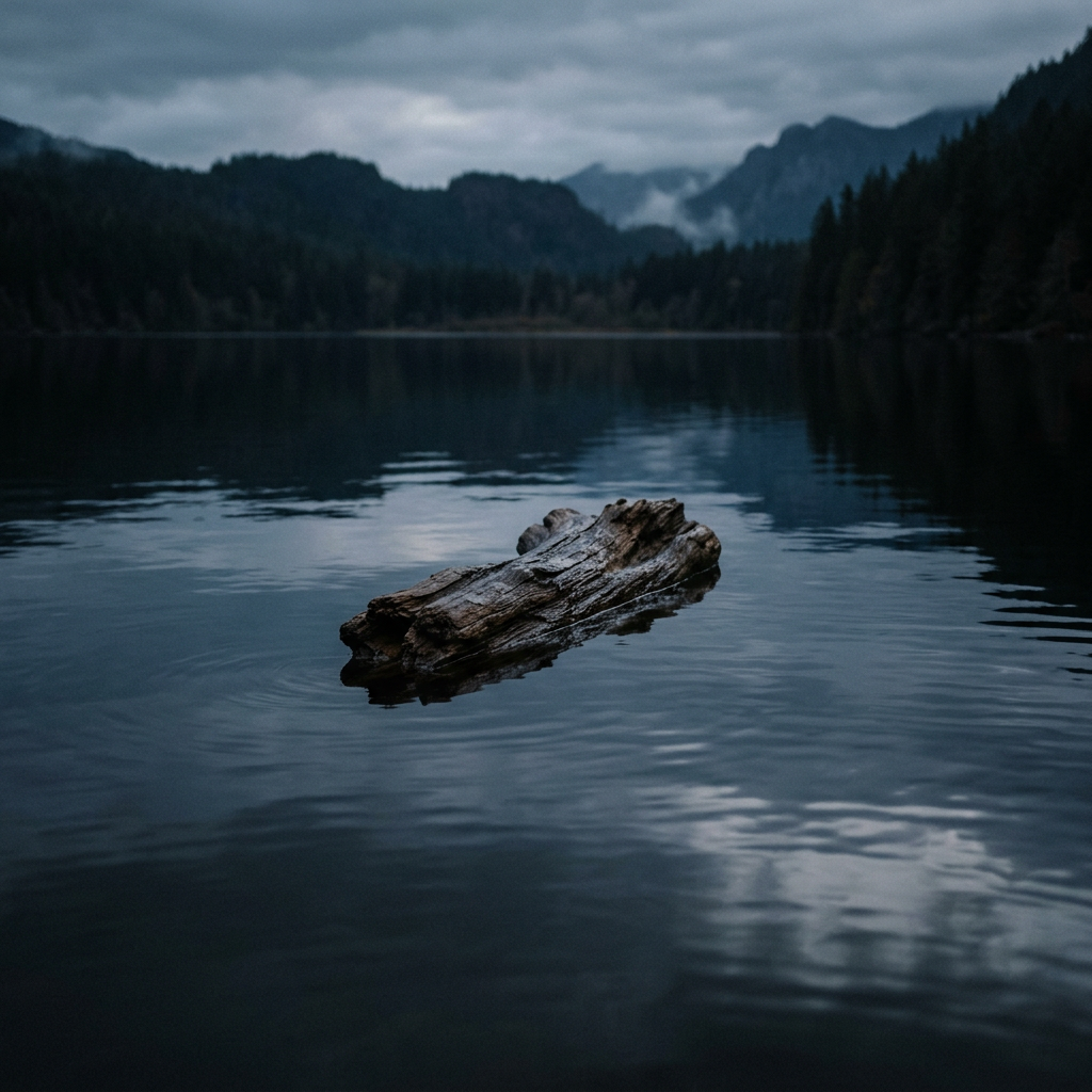 Driftwood floating on water