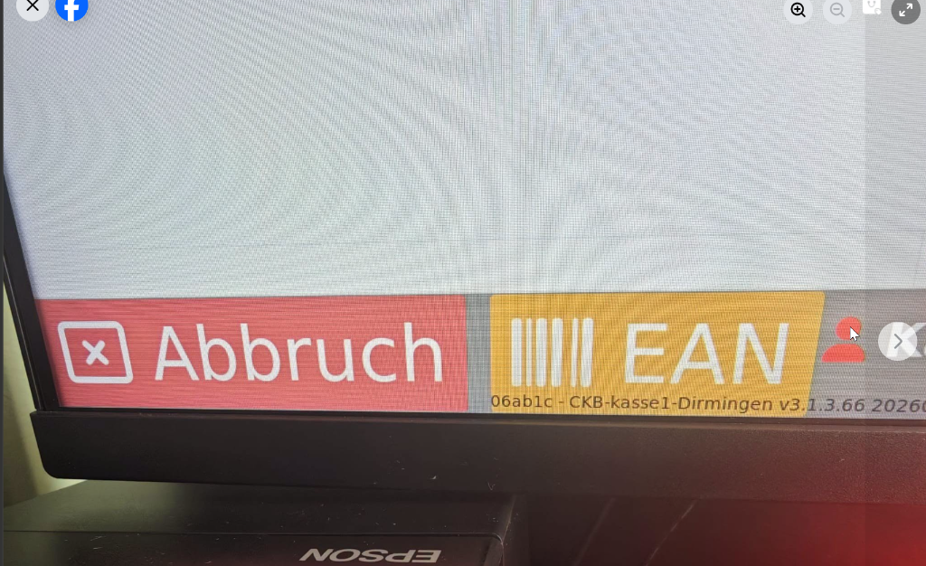 Kassendisplay mit EAN-Button im Hofladen