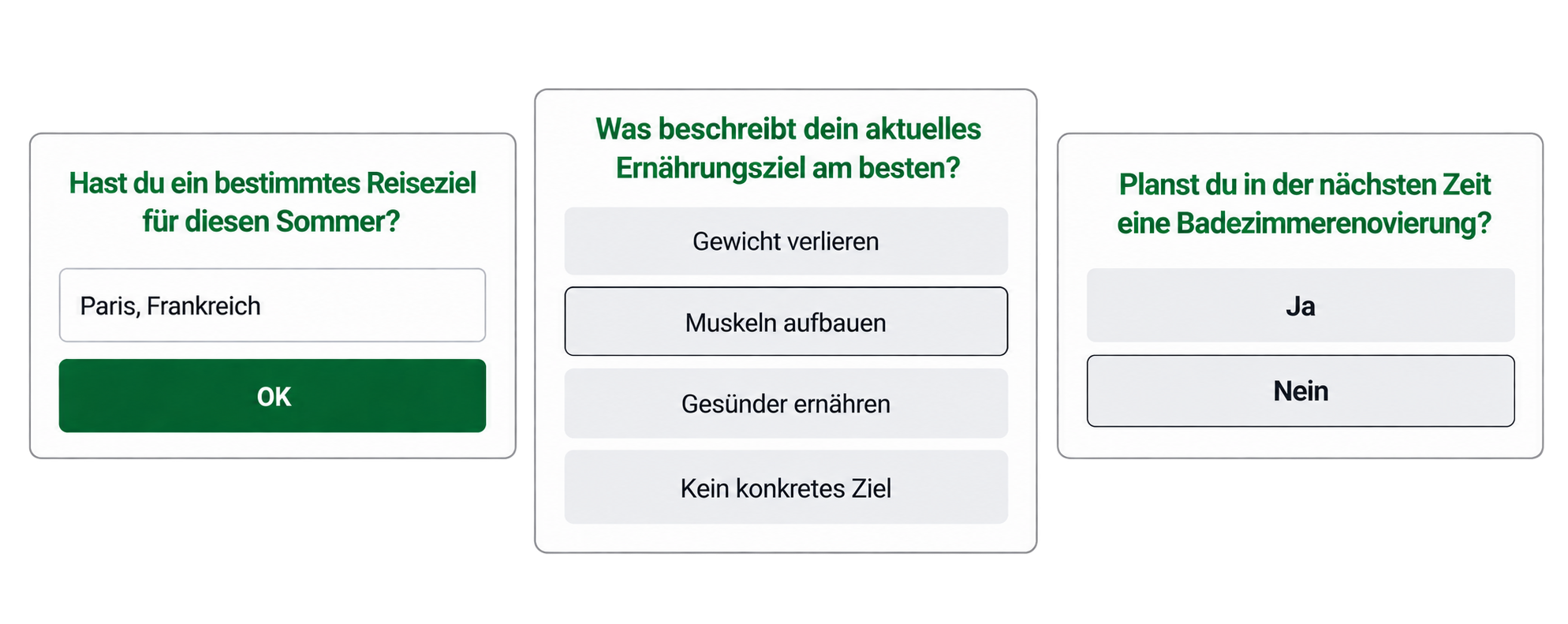Beispiel für Interaktionsfragen zur Aufmerksamkeitsbestätigung