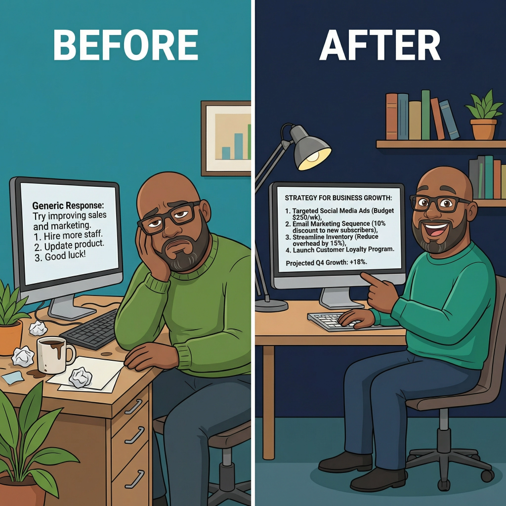 Before and after comparison of AI prompts