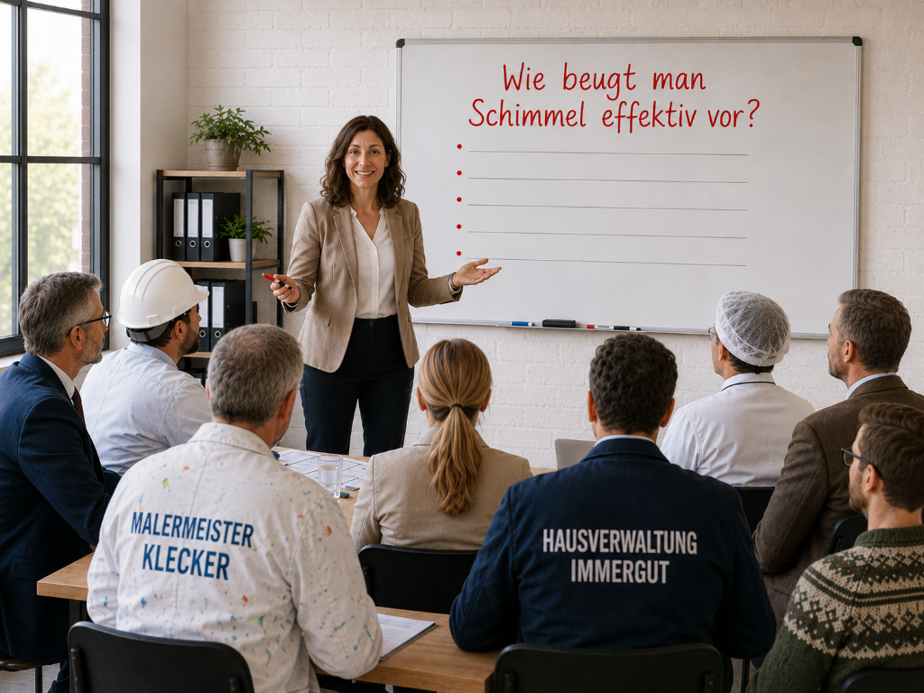 Schimmel vorbeugen: Experten-Schulung für Hausverwalter, Malermeister und Fachbetriebe | Schimmelprotektor Schimmel vorbeugen – Fachseminar mit Handwerkern und Hausverwaltern zur wirkungsvollen Schimmelprävention in Gebäuden