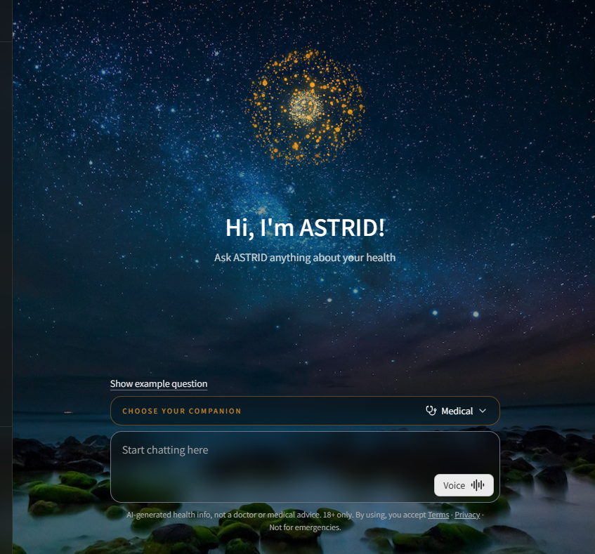 Astrid AI — live screenshot