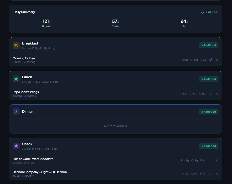Nutrition Logging screenshot