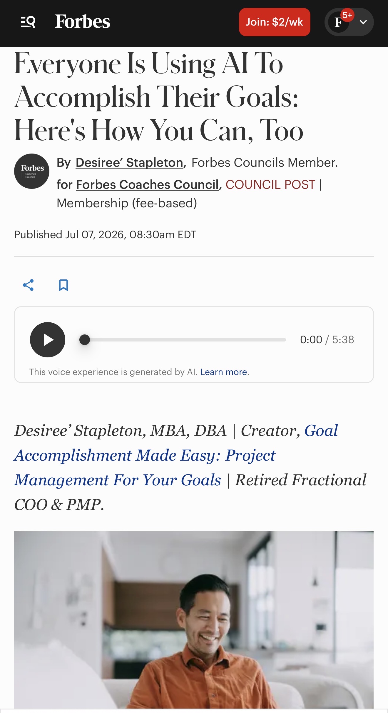 Forbes: Everyone Is Using AI To Accomplish Their Goals — Here's How You Can, Too