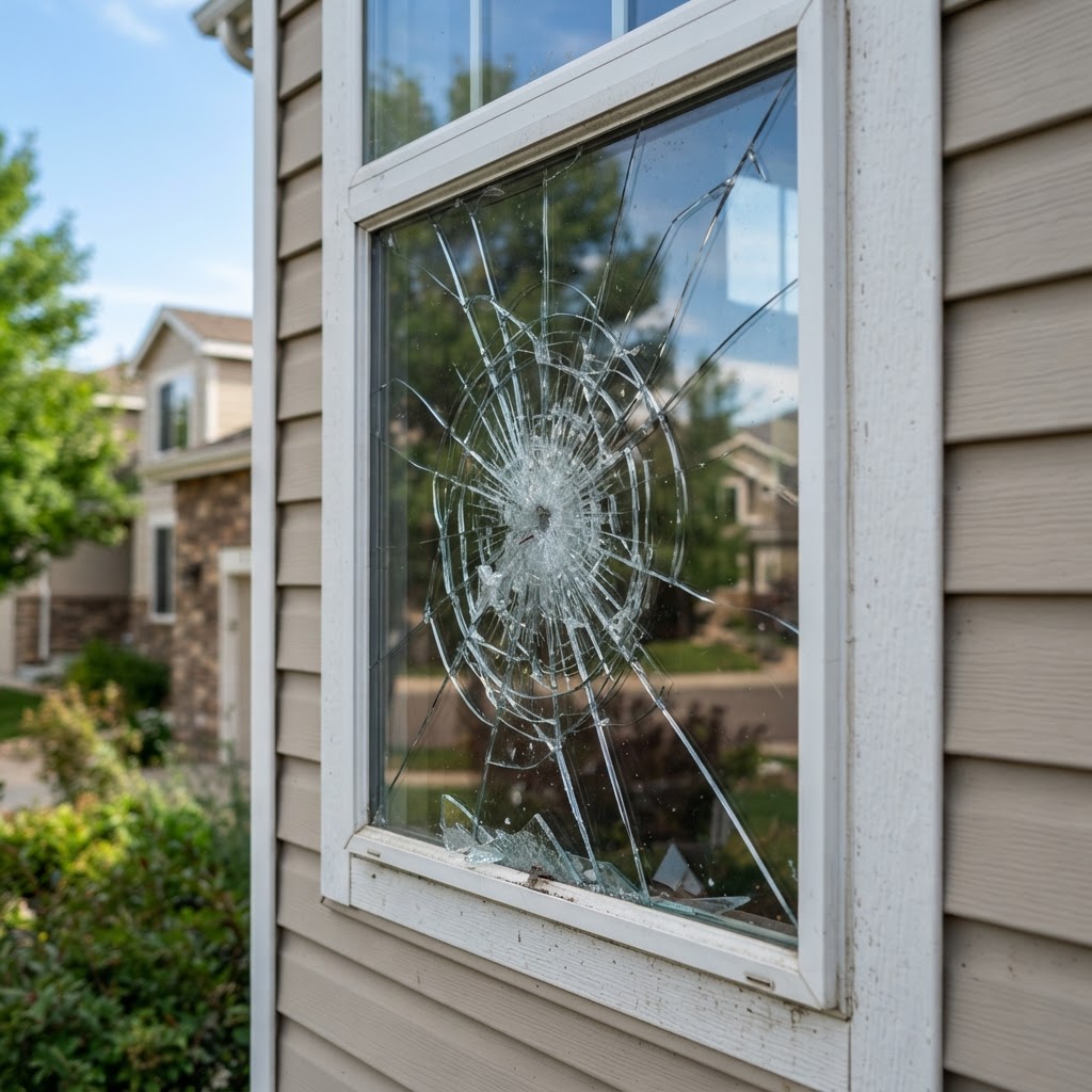 storm-damaged window