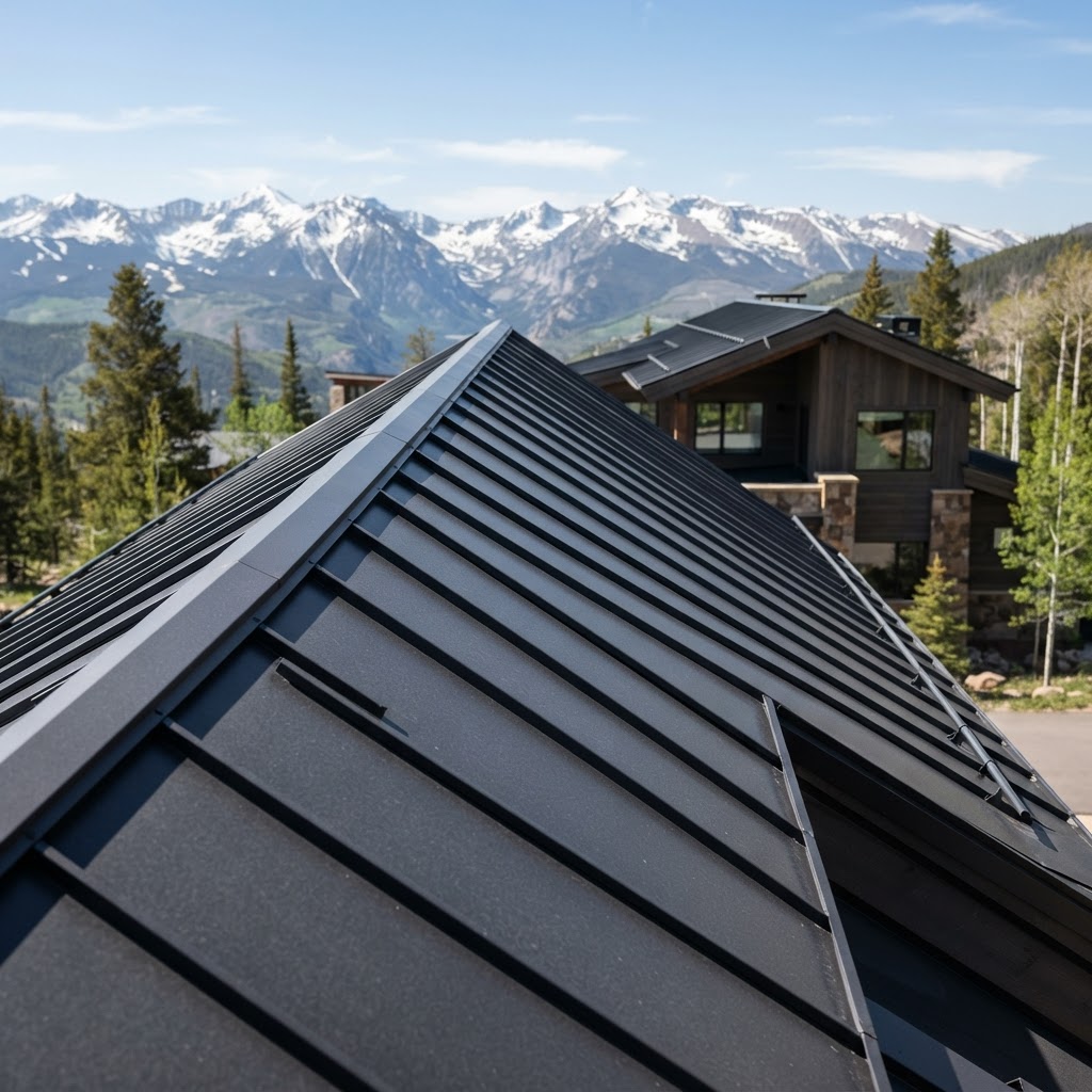 Metal roof on a high-country home in Conifer, Colorado.