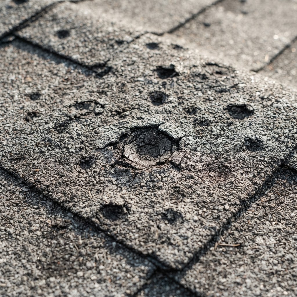 Hail damage roof inspection in Monument, Colorado.