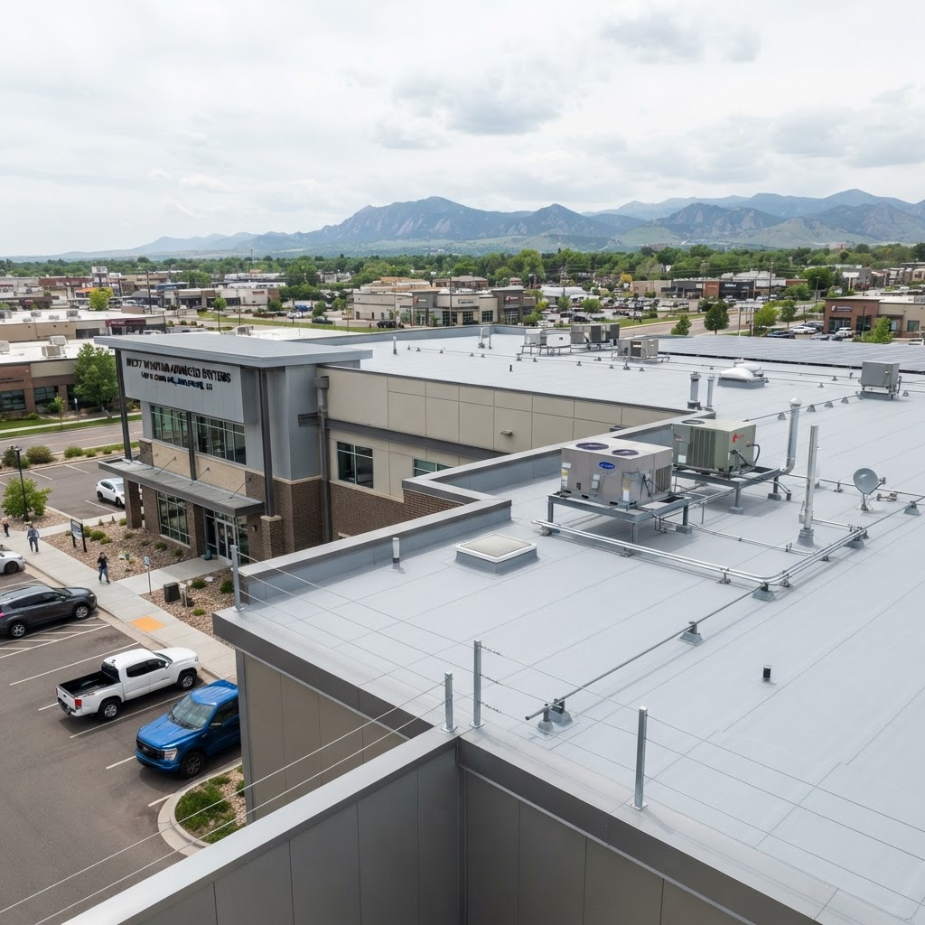 Flat-roof commercial roofing project in Englewood.