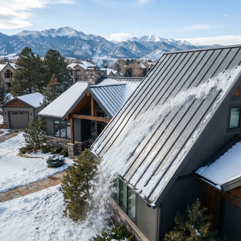 Standing-seam metal roof installed on a Colorado home.