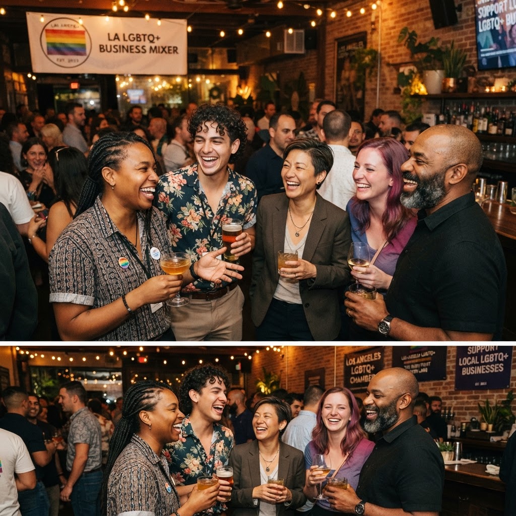 Members networking at a chamber mixer