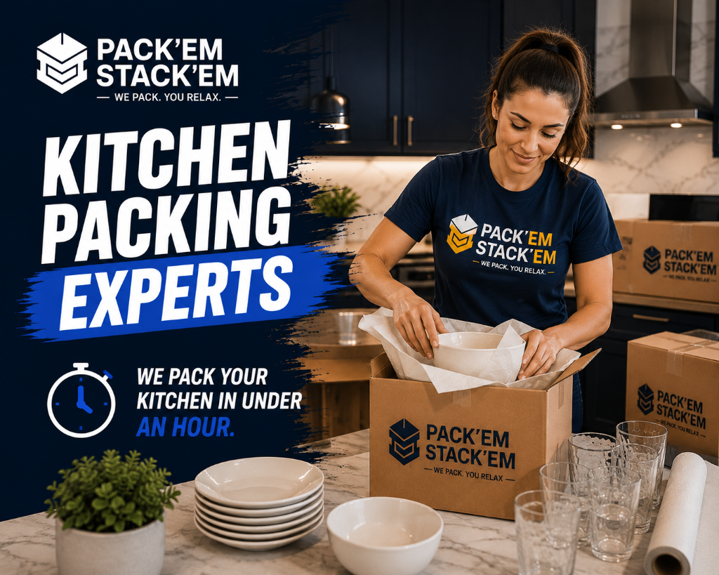PackEmStackEm professional crew packing a kitchen