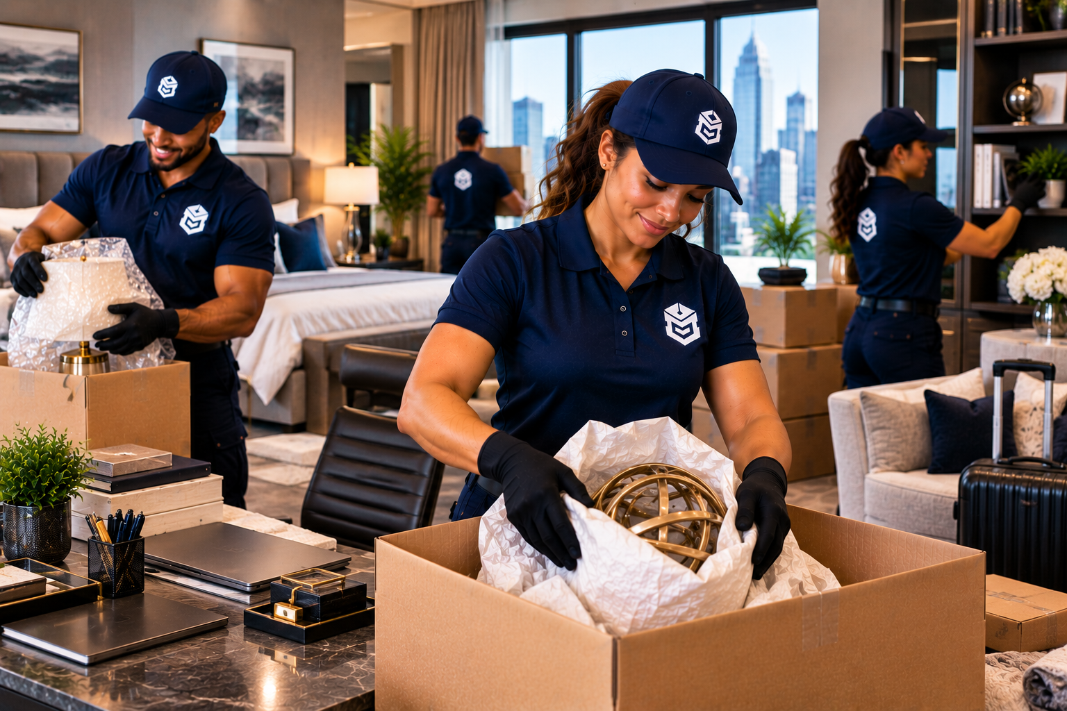 PackEmStackEm crew packing an executive suite — corporate ready, professionally packed.