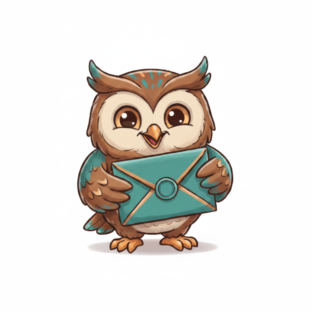 Ollie holding an envelope