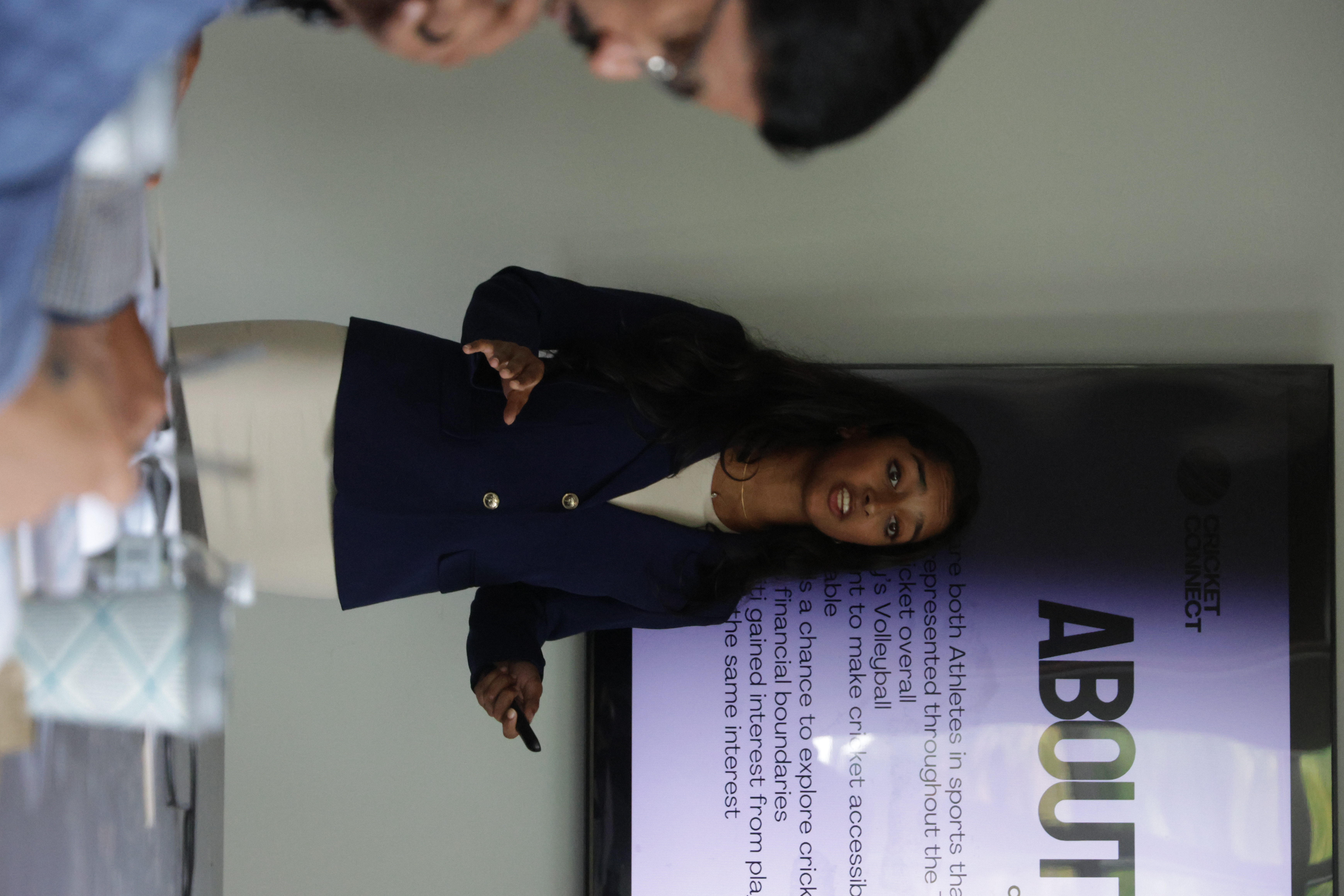 Close-up of a presentation slide during a Launch Up pitch