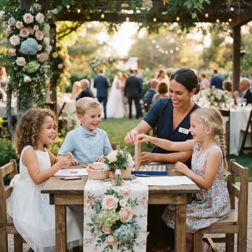 Nanny with children at wedding