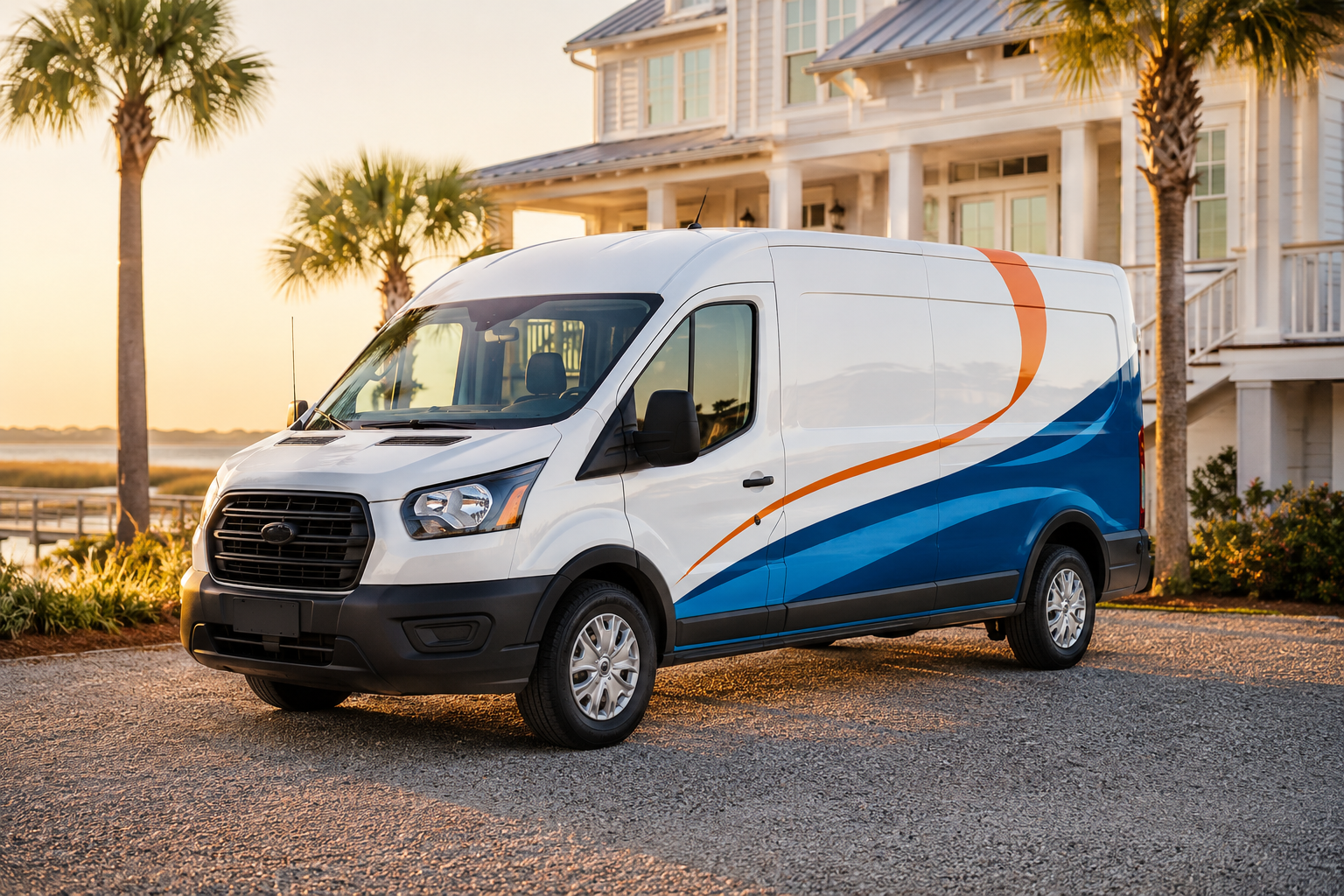 ClearFlow service van at a coastal South Carolina home
