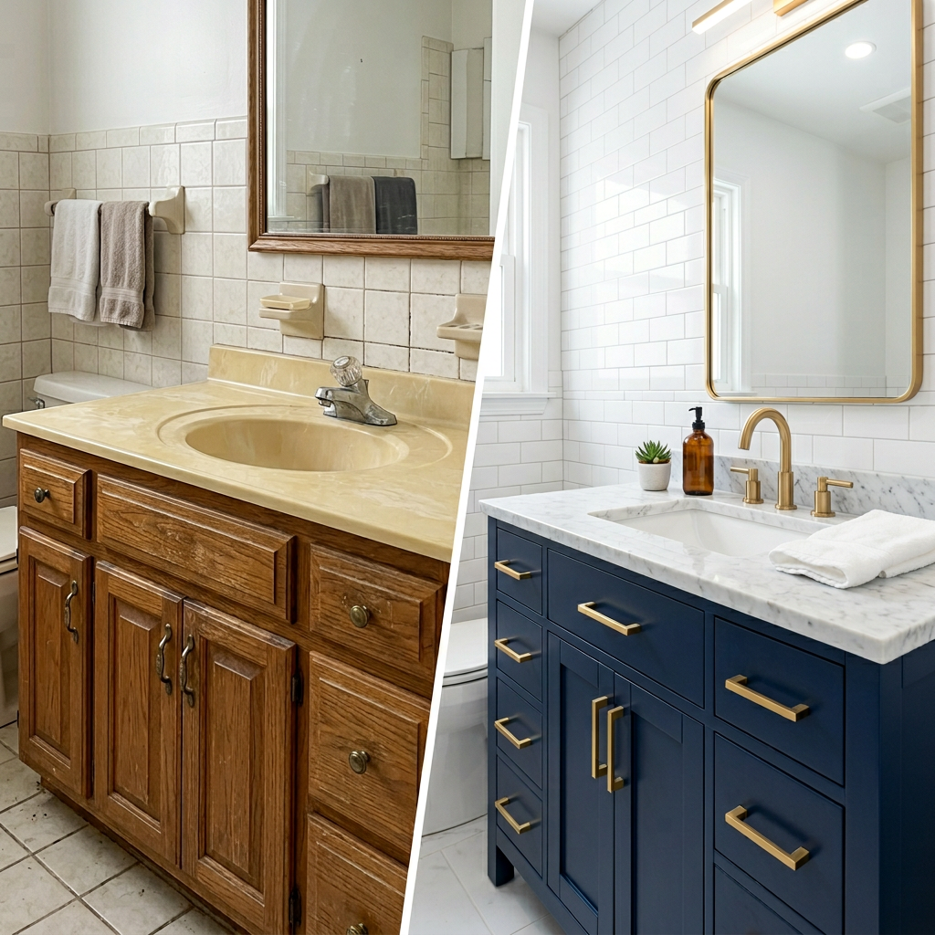 Bathroom Vanity Refinishing - Portland Oregon painting project