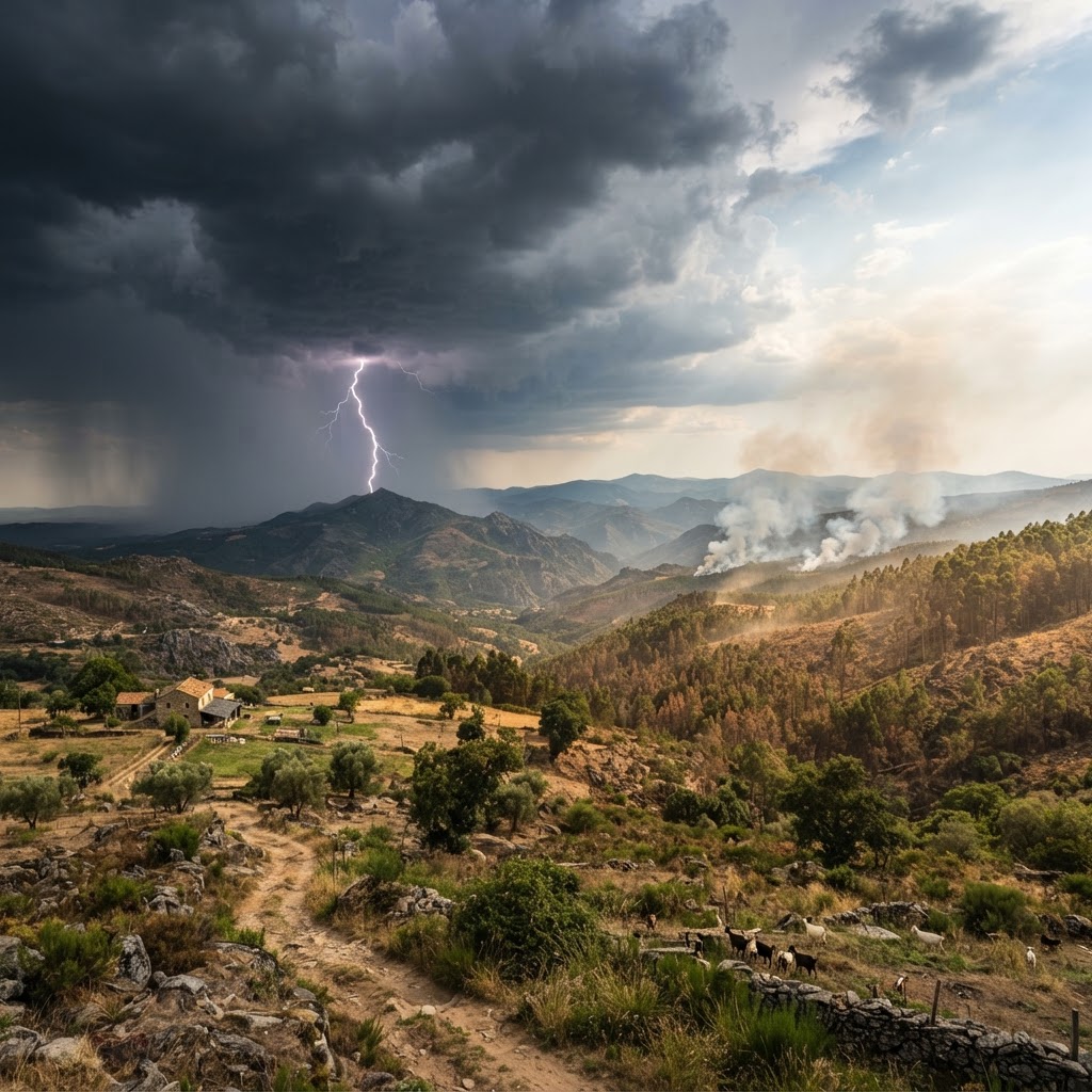 Portugal enfrenta instabilidade com avisos de trovoada e incêndios ativos no Norte