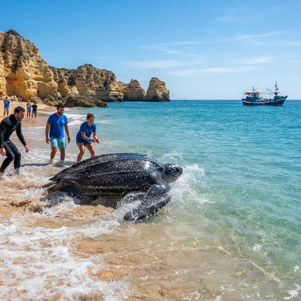 Reabilitação de tartaruga-de-couro no Algarve e novos limites de captura marcam a atualidade marítima
