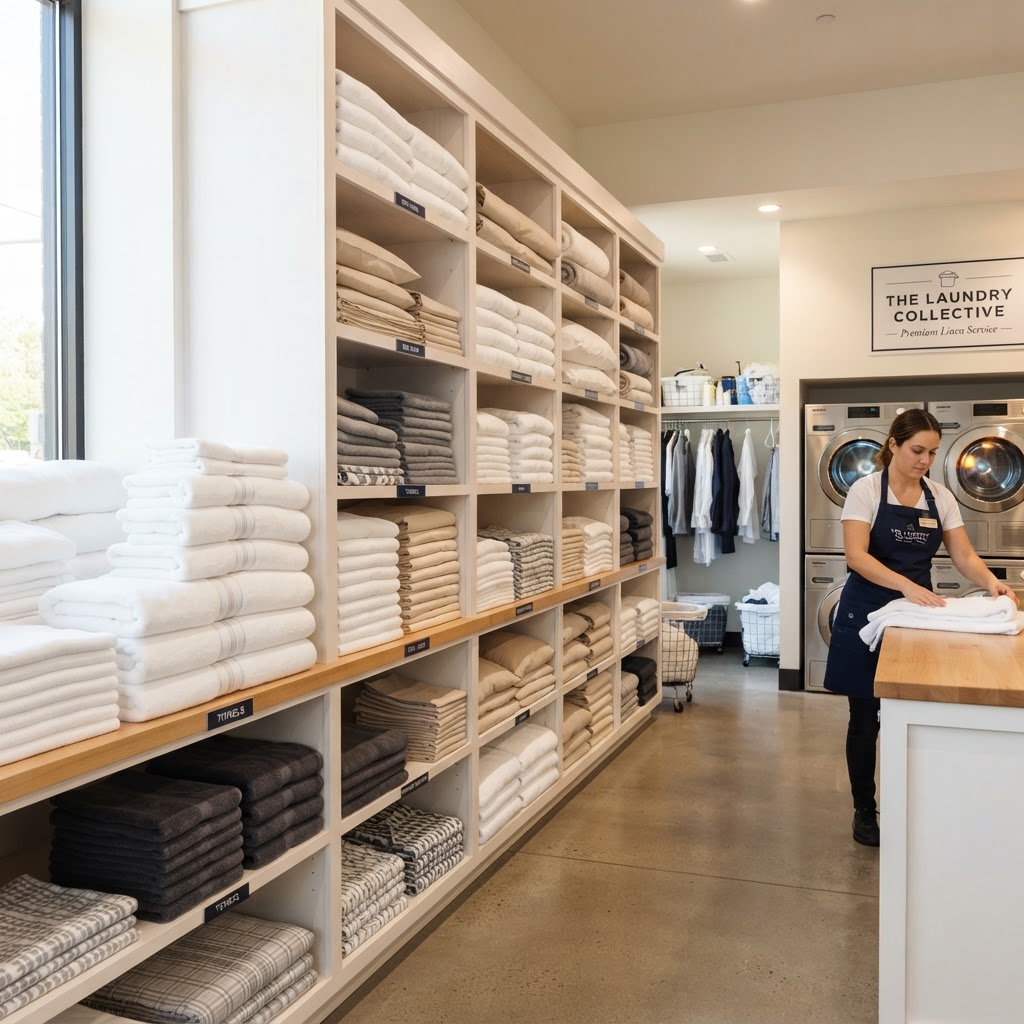 Freshly folded laundry on organised shelves - Easy Laundry Auckland
