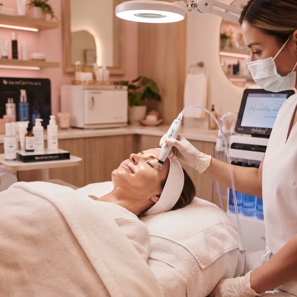 Aplicación del tratamiento Hydrafacial Vortex en la clínica de Majadahonda
