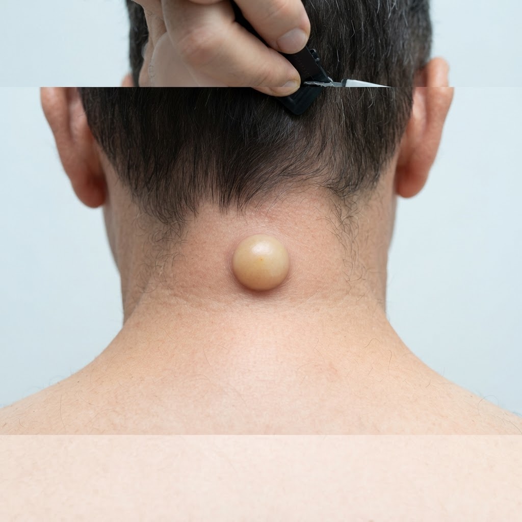 Quiste epidérmico (ateroma) en el cuello