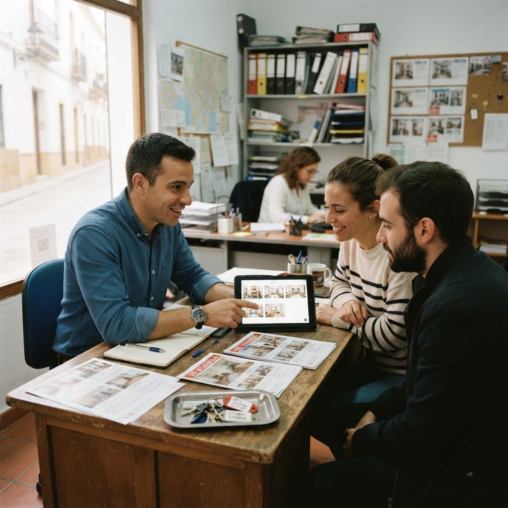 Agencia inmobiliaria atendiendo a clientes