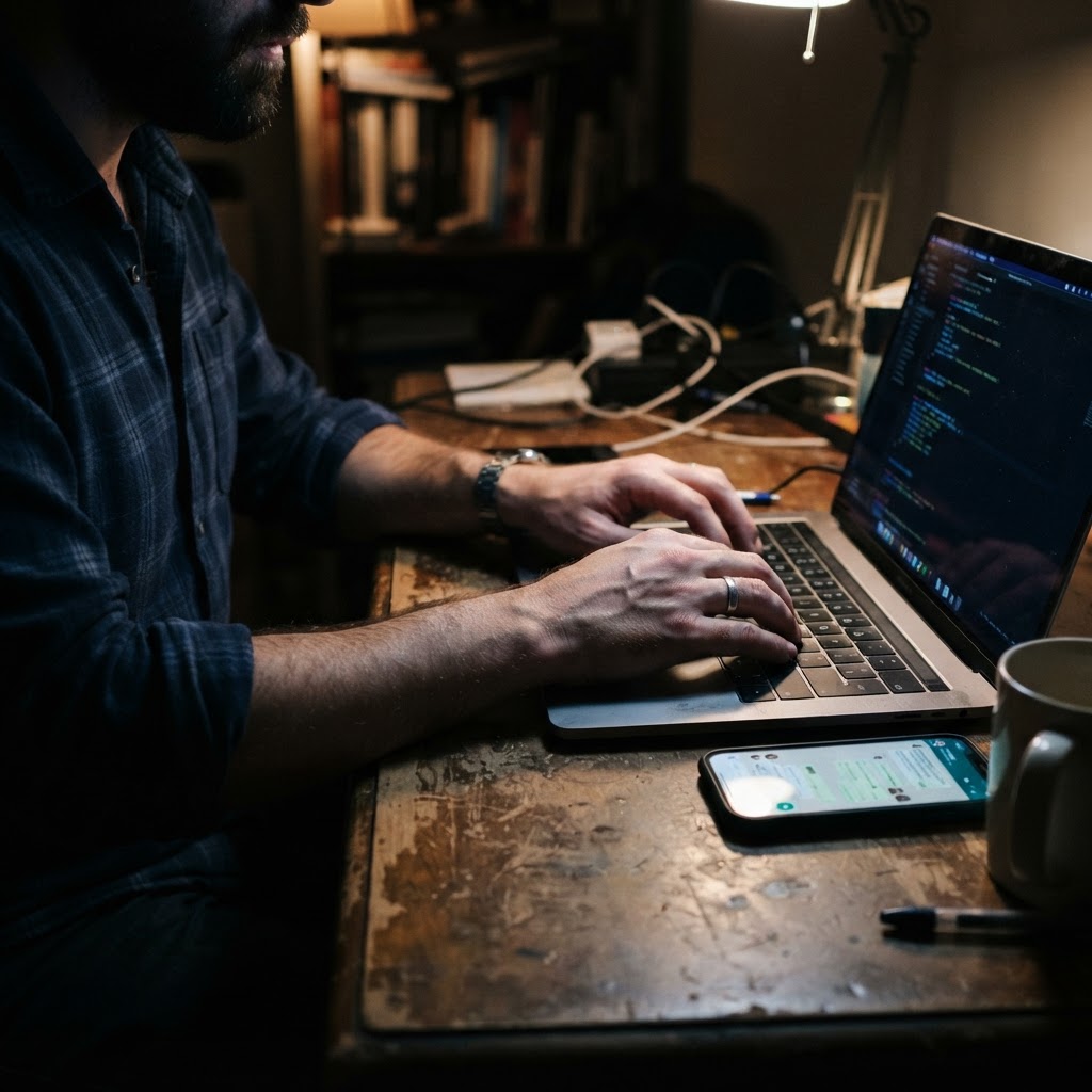 Trabajando de noche en tareas administrativas