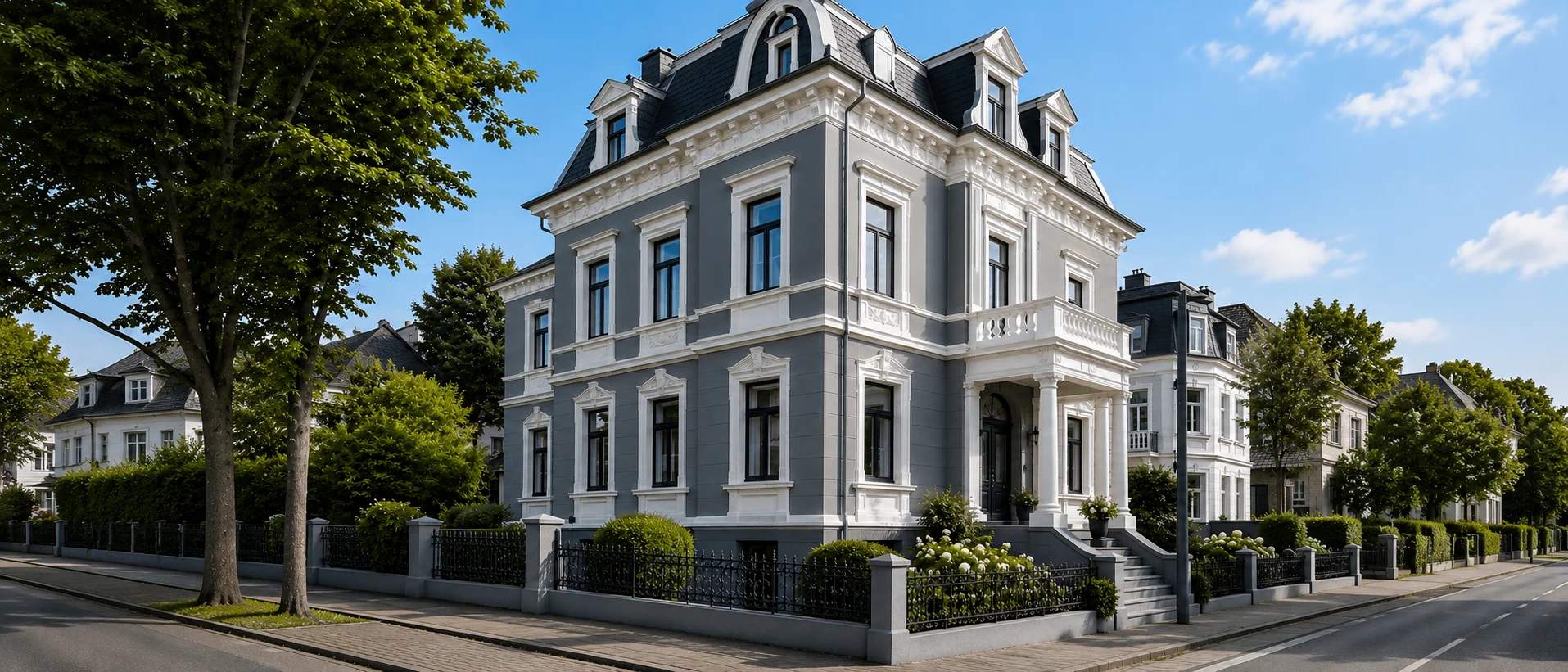 Graue Fassade mit weissen Fenstern – Gestaltungsideen 2026