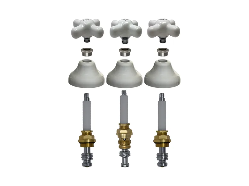 3-Valve Rebuild Kit for Pfister, Porcelain Cross Handles with 420851 Stems