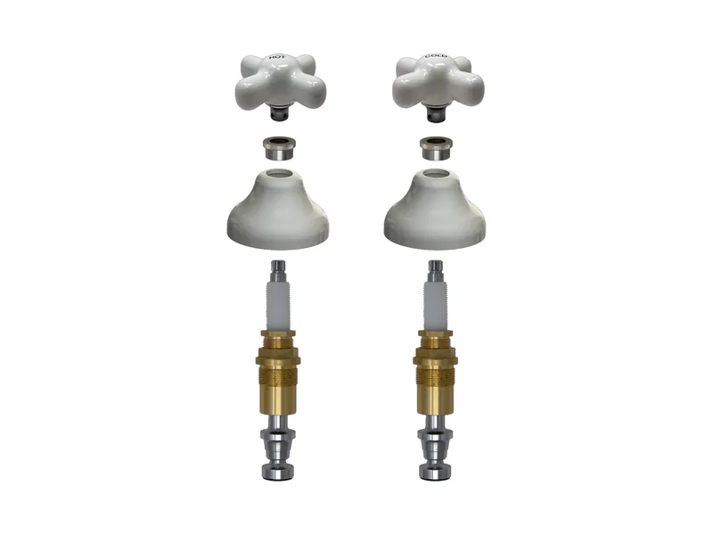 2-Valve Rebuild Kit for Crane, Porcelain Cross Handles with 423951 Stems
