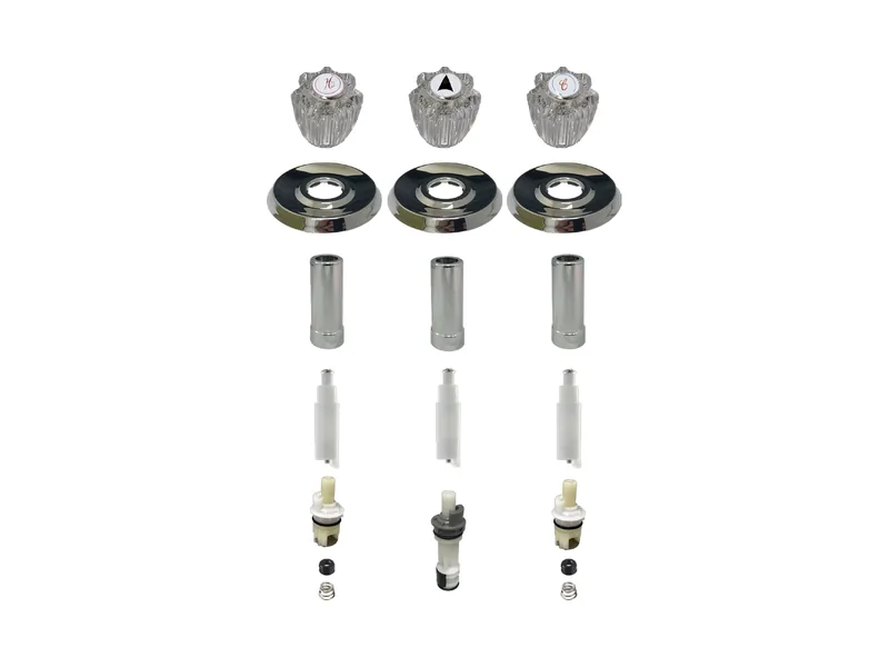 3-Valve Rebuild Kit for Delta, Acrylic Handles with DE10428 Stems (DE133)