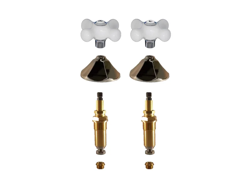 2-Valve Rebuild Kit for Crane, Porcelain Cross Handles with LF471121 Stems