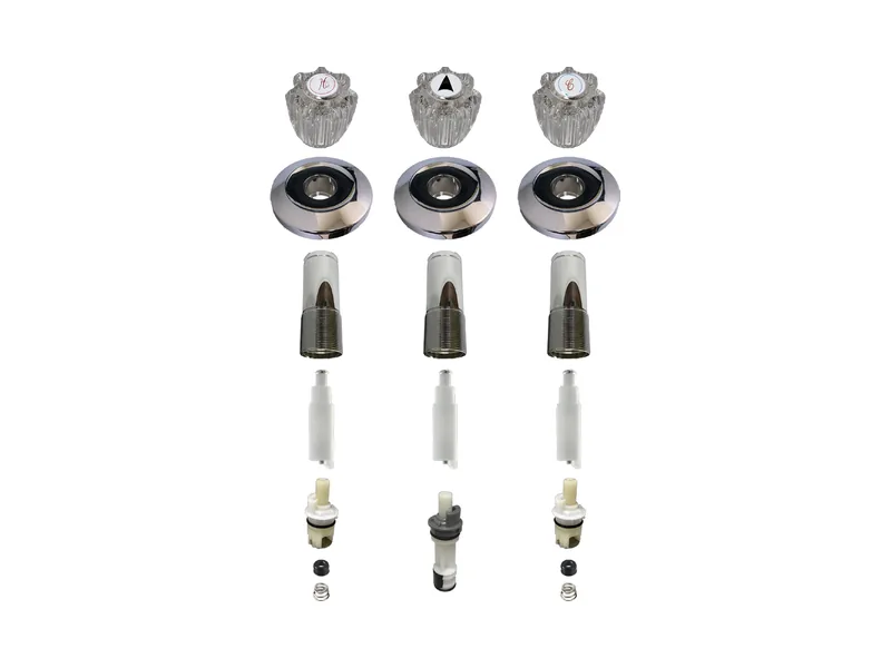 3-Valve Rebuild Kit for Delta, Acrylic Handles with DE10428 Stems (DE163)