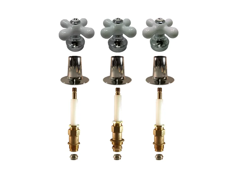 3-Valve Rebuild Kit for Pfister, Porcelain Cross Handles with 421601 Stems