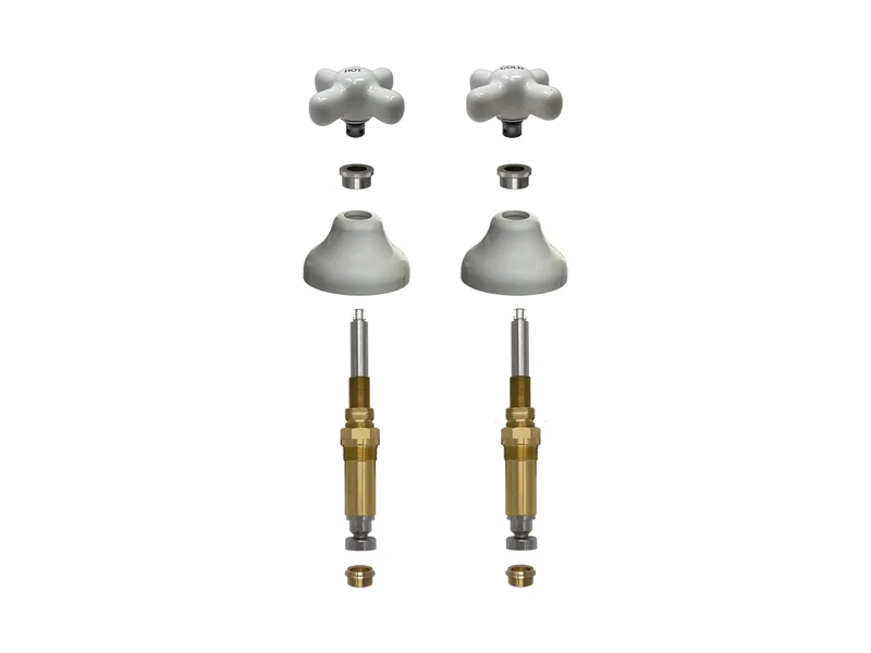 2-Valve Rebuild Kit for Crane, Porcelain Cross Handles with 427051 Stems