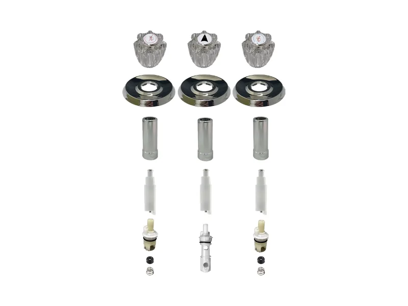 3-Valve Rebuild Kit for Delta, Acrylic Handles with DE10428 Stems (DE113)