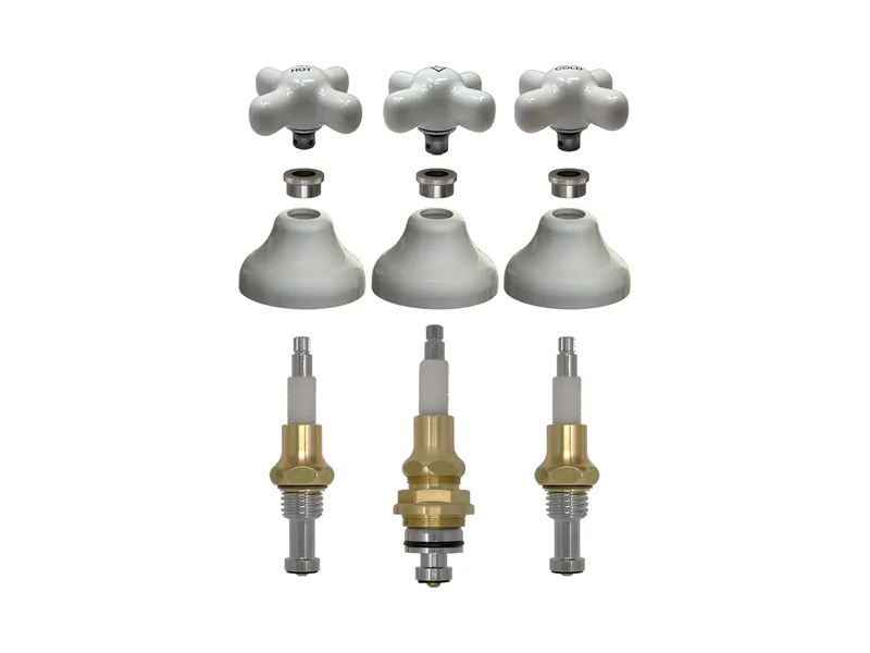 3-Valve Rebuild Kit for Pubco, Porcelain Cross Handles