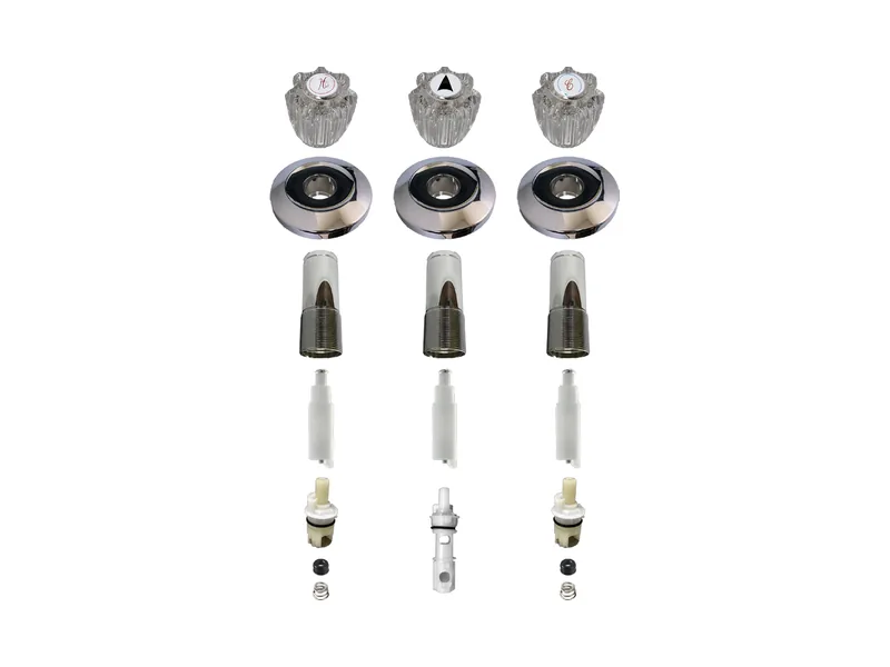 3-Valve Rebuild Kit for Delta, Acrylic Handles with DE10428 Stems (DE173)