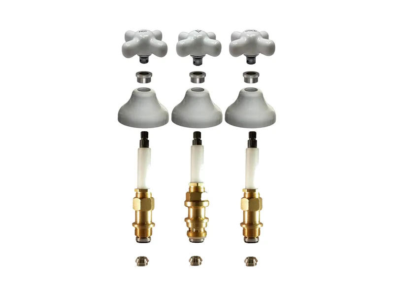 3-Valve Rebuild Kit for Pfister, Porcelain Cross Handles with 415301 Stems